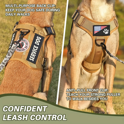 Tactical Control Dog Harness – Heavy-Duty Working Vest with Top Handle and Dual Leash Attachments