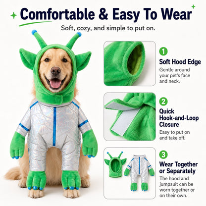 Funny Alien Pet Costume – Standing Space Outfit for Halloween Dog Parties and Photos