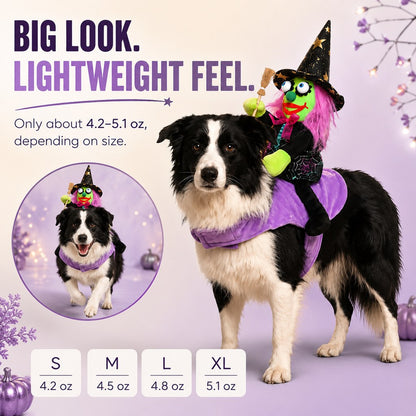 Riding Witch Pet Halloween Costume – 3D Doll Saddle Harness For Dogs And Cats