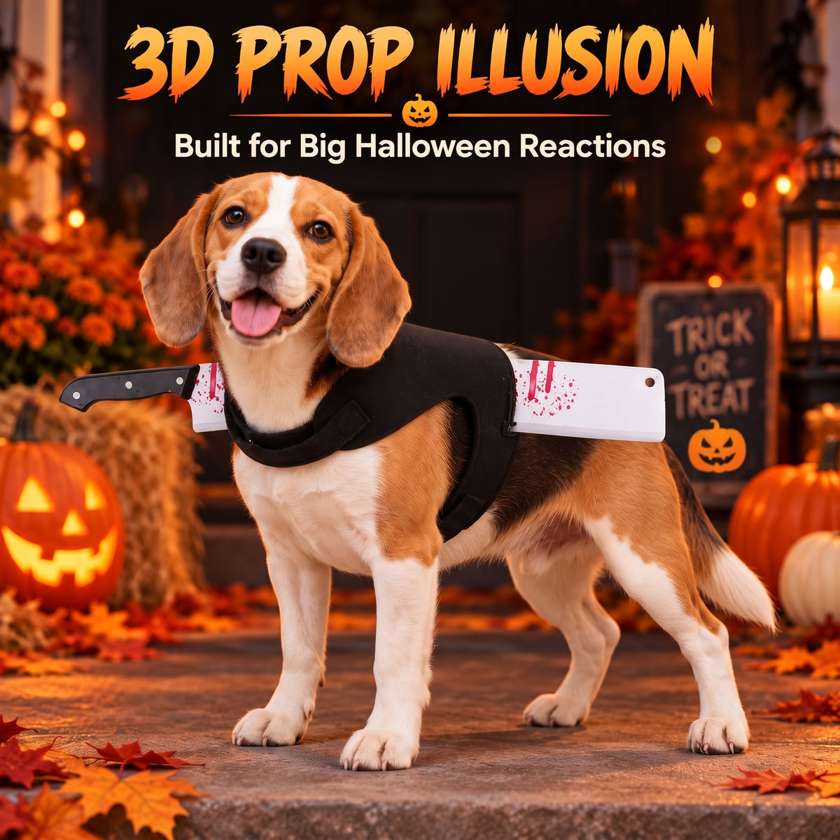 Spooky Prop Dog Costume Harness – Funny Horror Illusion Outfit for Halloween Party Trick-or-Treat Dress-Up