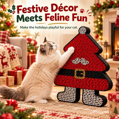Festive Santa Wall Cat Scratcher – Vertical Hanging Holiday Scratching Board for Indoor Kittens