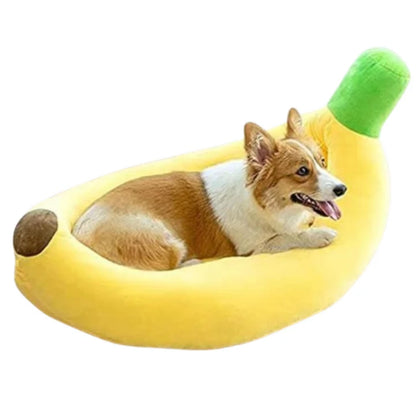Novelty Banana Dog Bed – Peel-Design Pet Bolster Cushion for Lounging Cats and Dogs