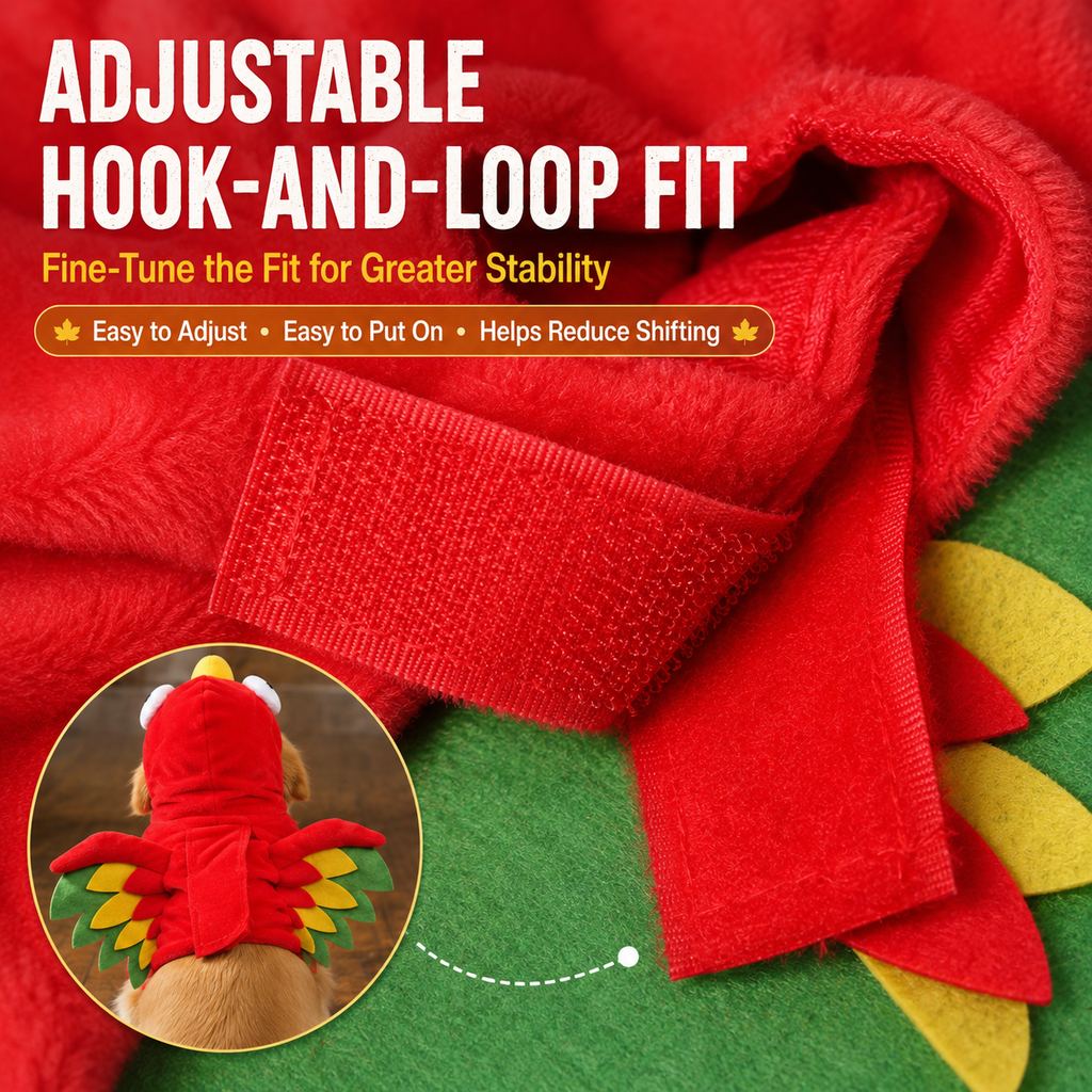 Festive Hooded Pet Costume – Colorful Winged Bird Outfit for Dogs and Cats Holiday Photos
