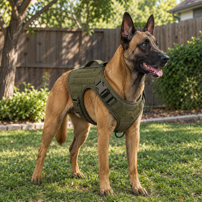 Tactical Control Dog Harness – Heavy-Duty Service Vest with Breathable Padded Handle and MOLLE Loop Panels