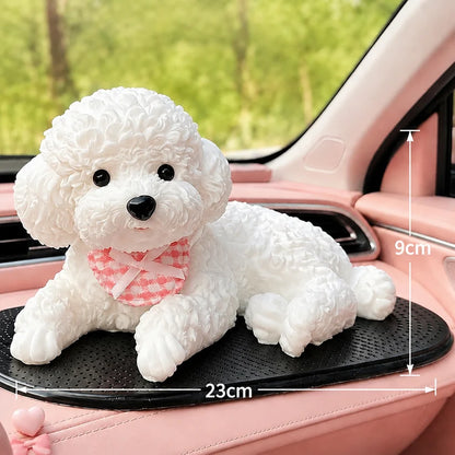 Cute Resting Puppy Car Ornament – Decorative Auto Dashboard Companion Figurine for Dog Lovers