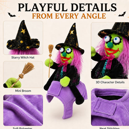 Riding Witch Pet Halloween Costume – 3D Doll Saddle Harness For Dogs And Cats