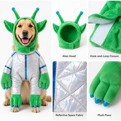 Funny Alien Pet Costume – Standing Space Outfit for Halloween Dog Parties and Photos