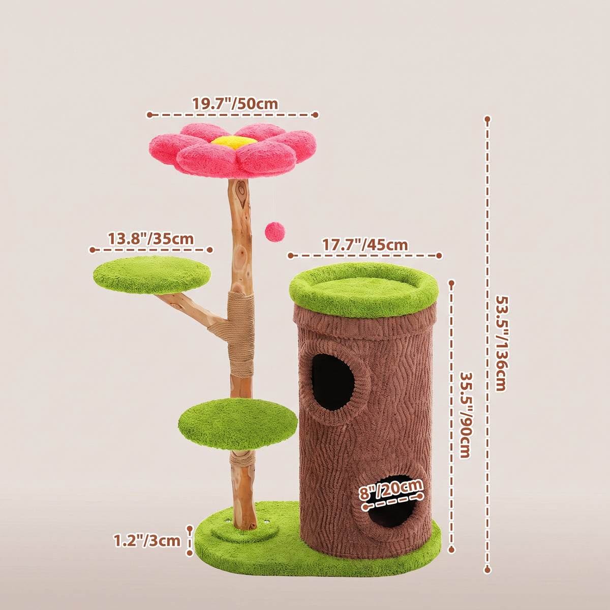 Flower Perch Cat Tree – Multi-Level Indoor Tower with Condo Cave and Scratching Post