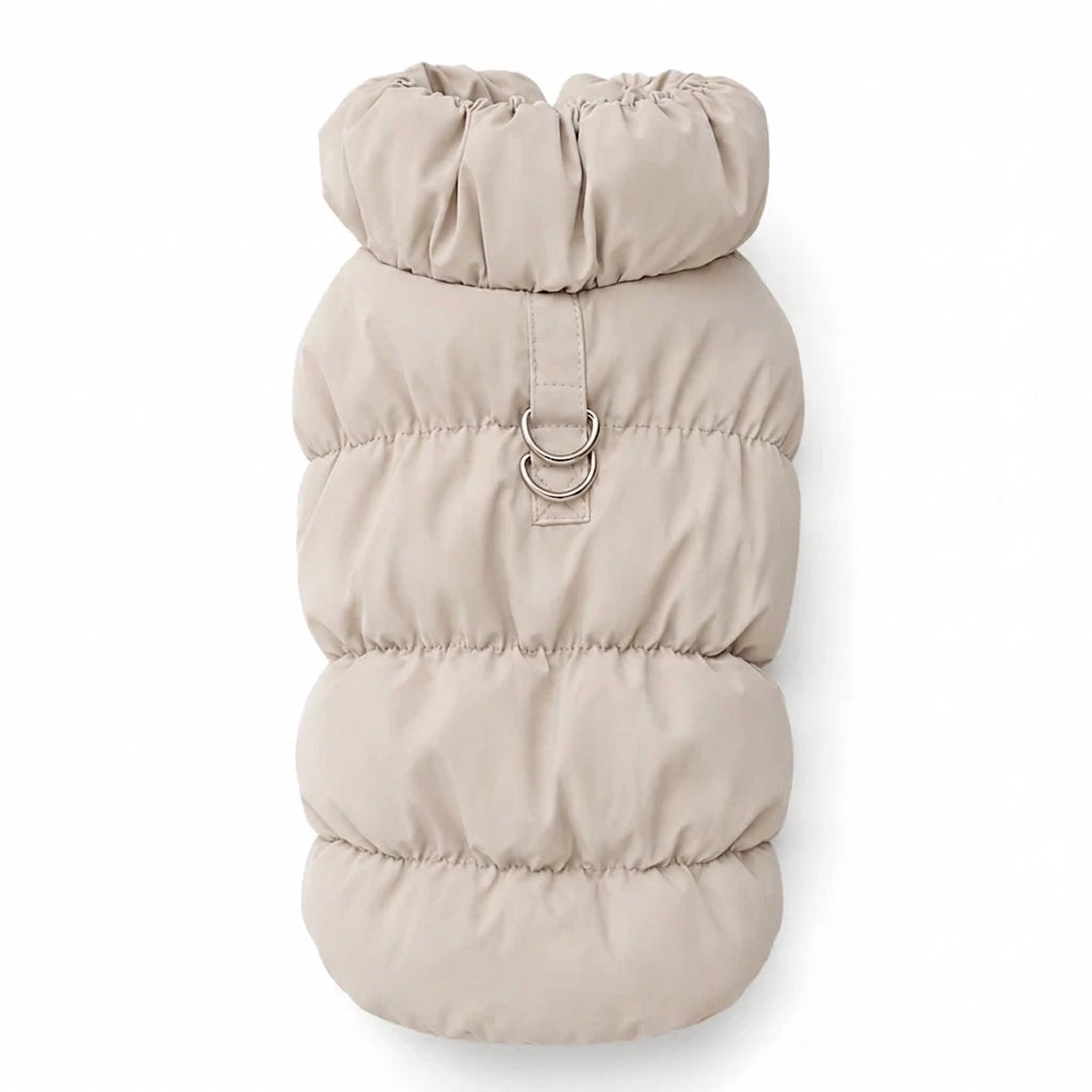 Warm Puffer Dog Coat – Integrated Leash Ring Cold-Weather Walking Vest Outfit for Small Dogs and Cats