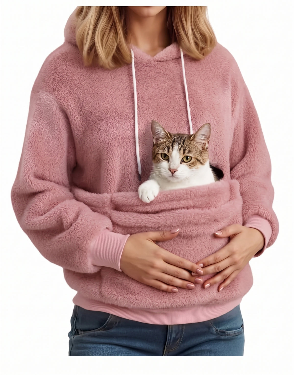 Cuddle Pouch Pet Carrier Hoodie – Hands-Free Cat Small Dog Cuddle Pullover Sweatshirt