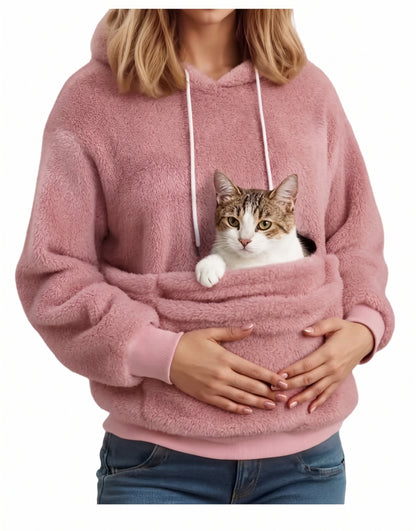 Cuddle Pouch Pet Carrier Hoodie – Hands-Free Cat Small Dog Cuddle Pullover Sweatshirt