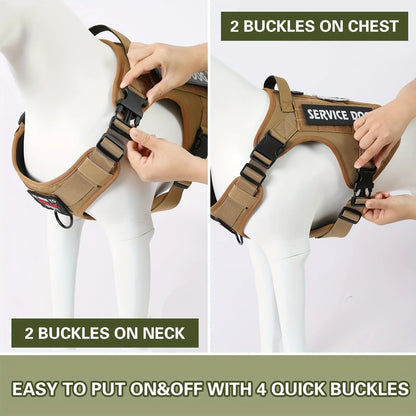 Tactical Control Dog Harness – Heavy-Duty Working Vest with Top Handle and Dual Leash Attachments