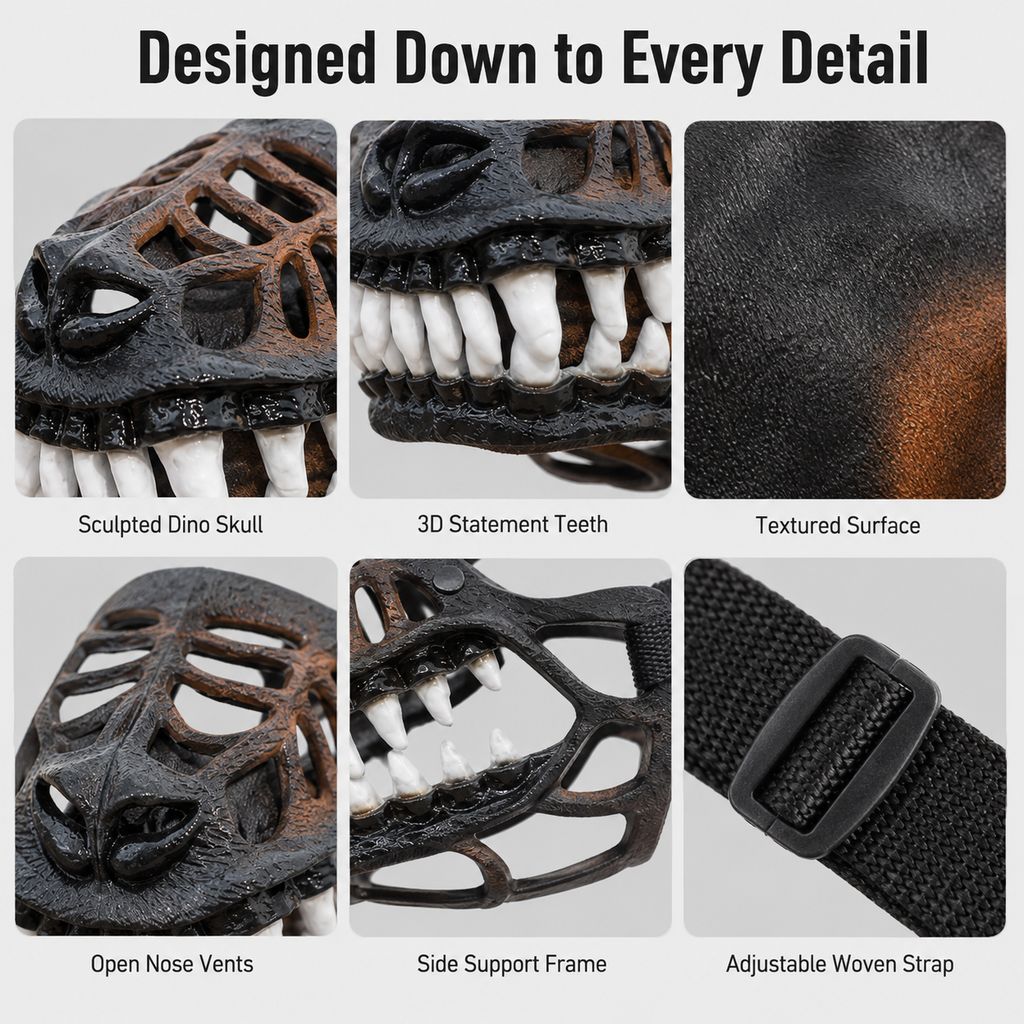 Scary Teeth Dog Muzzle – Realistic Horror Cosplay Halloween Mask with Breathable Anti-Bite Basket Design