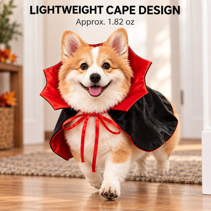 Vampire Collar Pet Cape – Halloween Dog and Cat Costume with Tie Closure