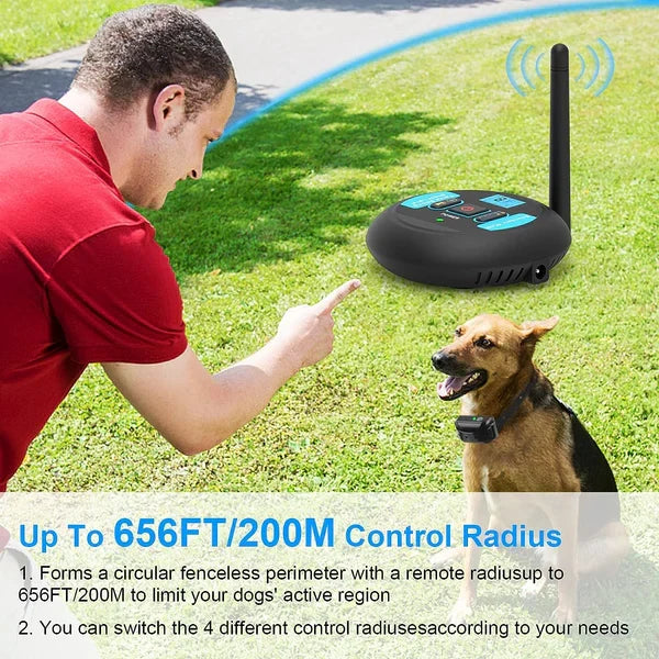 Wireless Boundary Pet Fence System – Rechargeable Waterproof Collar Receiver with Adjustable Static Correction for Outdoor Dog Training