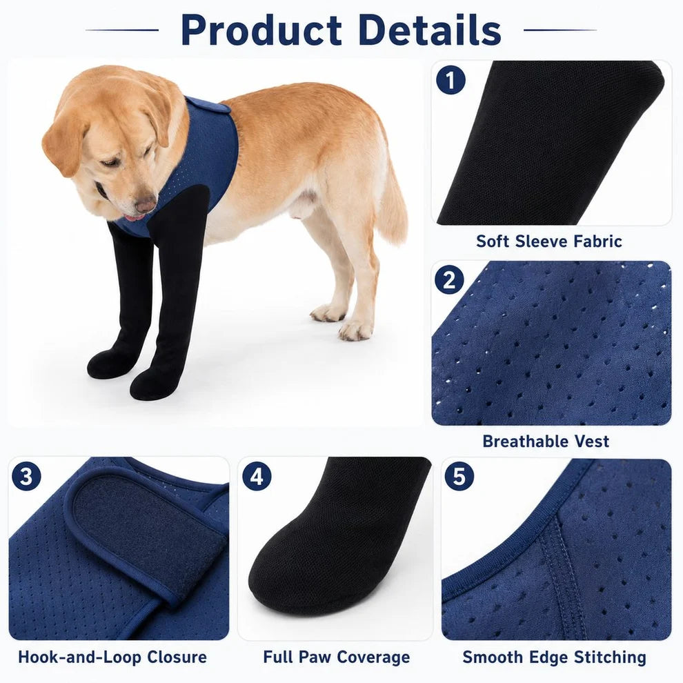 Supportive Front Leg Dog Brace – Dual Sleeve Recovery Wrap for Joint Stability and Wound Protection