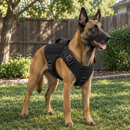 Tactical Control Dog Harness – Heavy-Duty Service Vest with Breathable Padded Handle and MOLLE Loop Panels