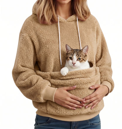 Cuddle Pouch Pet Carrier Hoodie – Hands-Free Cat Small Dog Cuddle Pullover Sweatshirt
