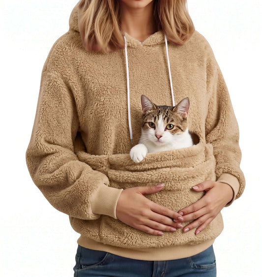 Cuddle Pouch Pet Carrier Hoodie – Hands-Free Cat Small Dog Cuddle Pullover Sweatshirt Zapawzy