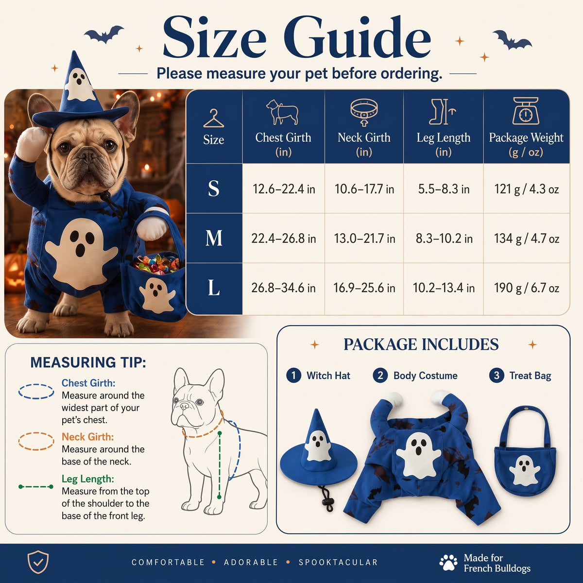 Glow Ghost Pet Costume – Luminous Trick-or-Treat Cosplay Apparel with Hat and Treat Bucket