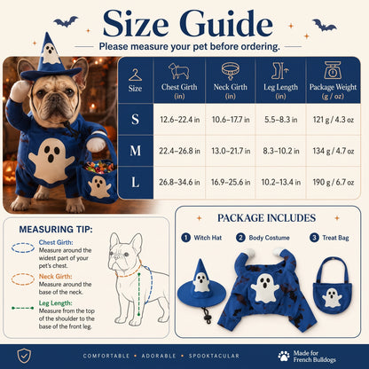 Glow Ghost Pet Costume – Luminous Trick-or-Treat Cosplay Apparel with Hat and Treat Bucket