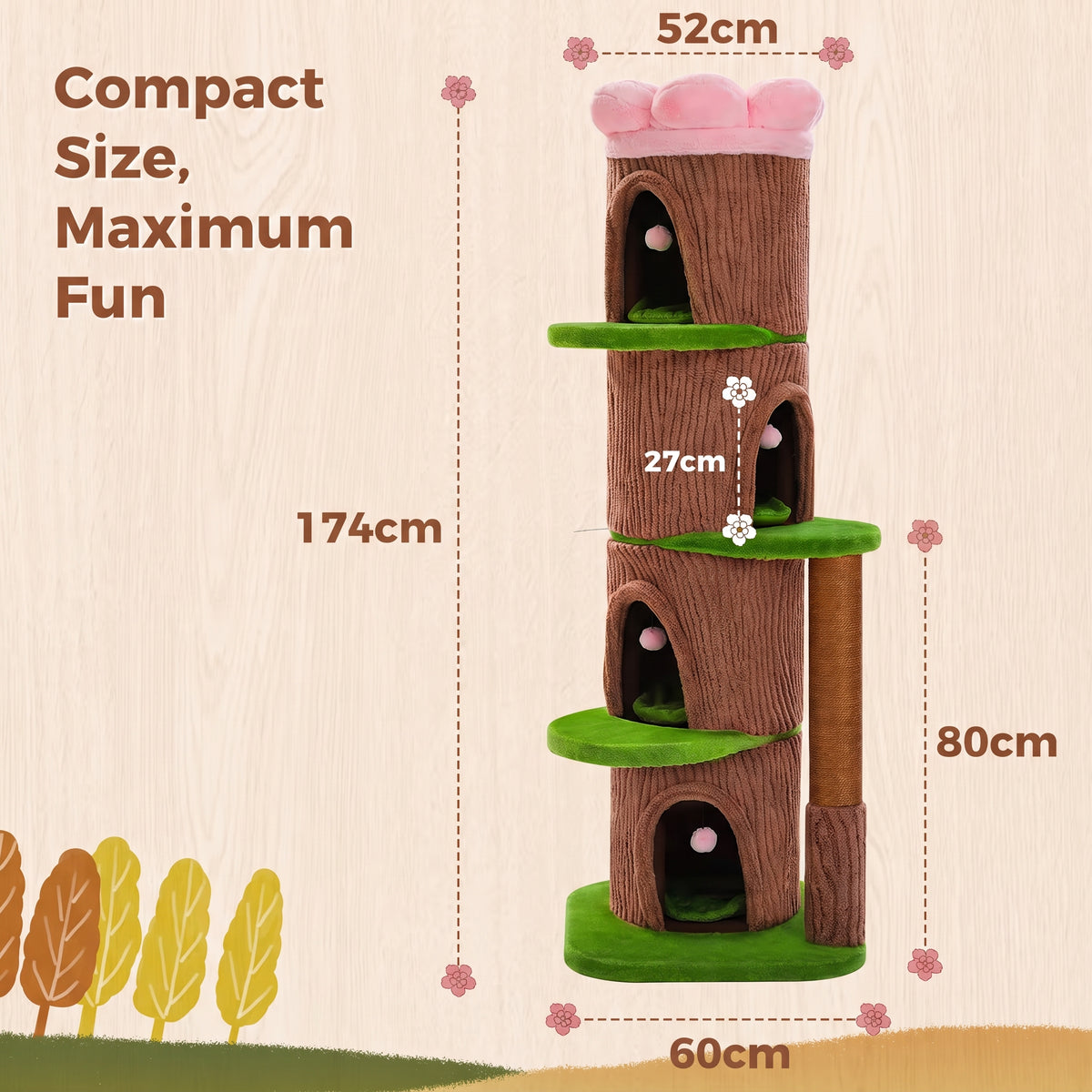Flower Perch Cat Tree – Multi-Level Indoor Tower with Condo Cave and Scratching Post