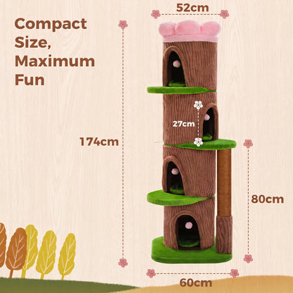 Flower Perch Cat Tree – Multi-Level Indoor Tower with Condo Cave and Scratching Post