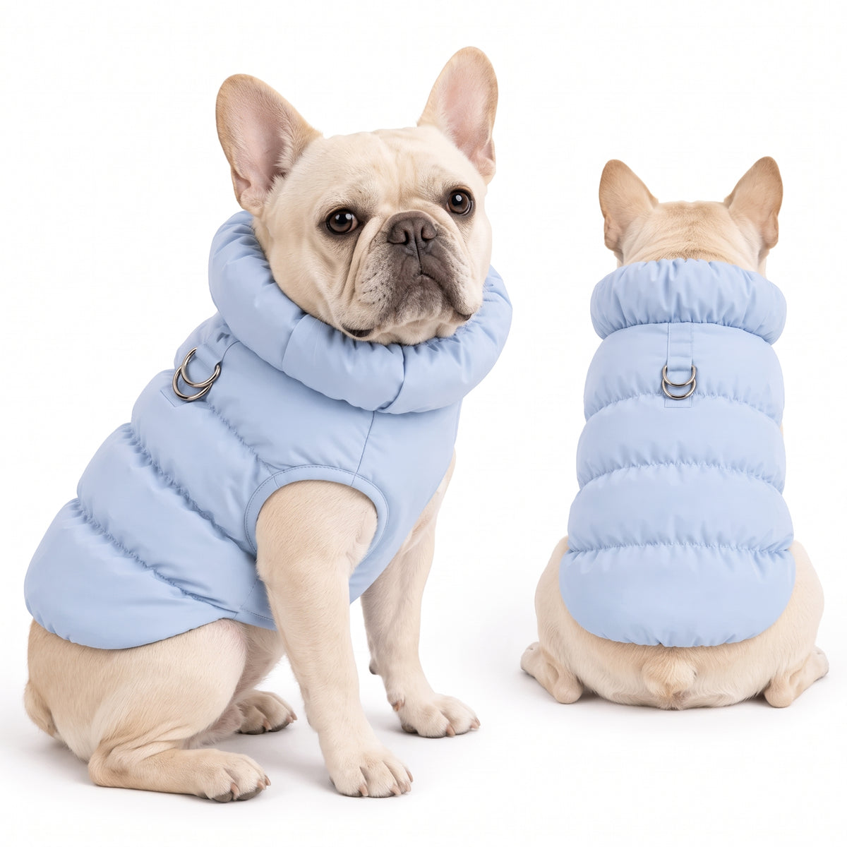 Warm Puffer Dog Coat – Integrated Leash Ring Cold-Weather Walking Vest Outfit for Small Dogs and Cats
