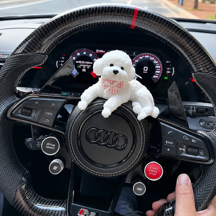 Cute Resting Puppy Car Ornament – Decorative Auto Dashboard Companion Figurine for Dog Lovers