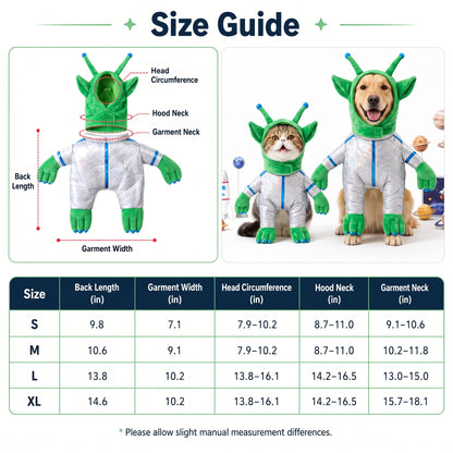 Funny Alien Pet Costume – Standing Space Outfit for Halloween Dog Parties and Photos