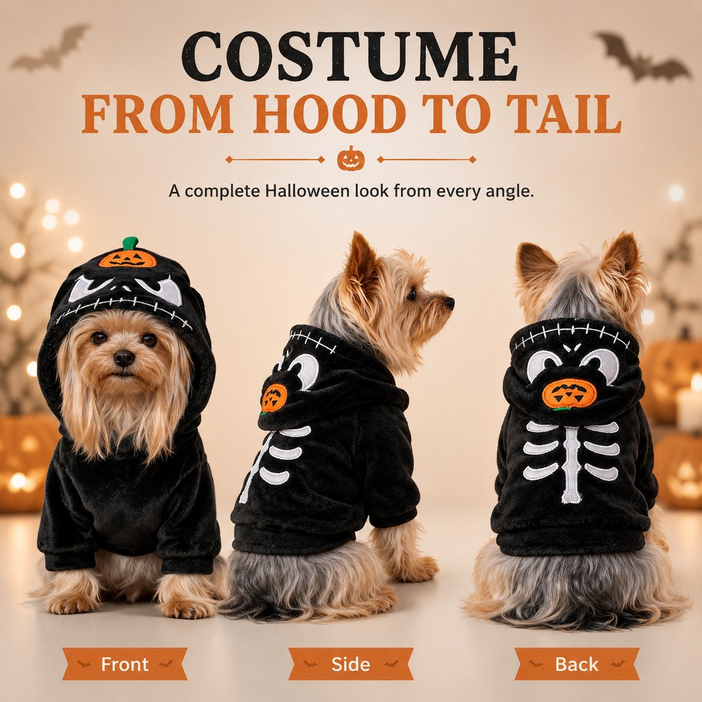 Festive Halloween Dog Costume Hoodie – Cozy Hooded Pet Apparel for Fall Holiday Photos and Dress-Up