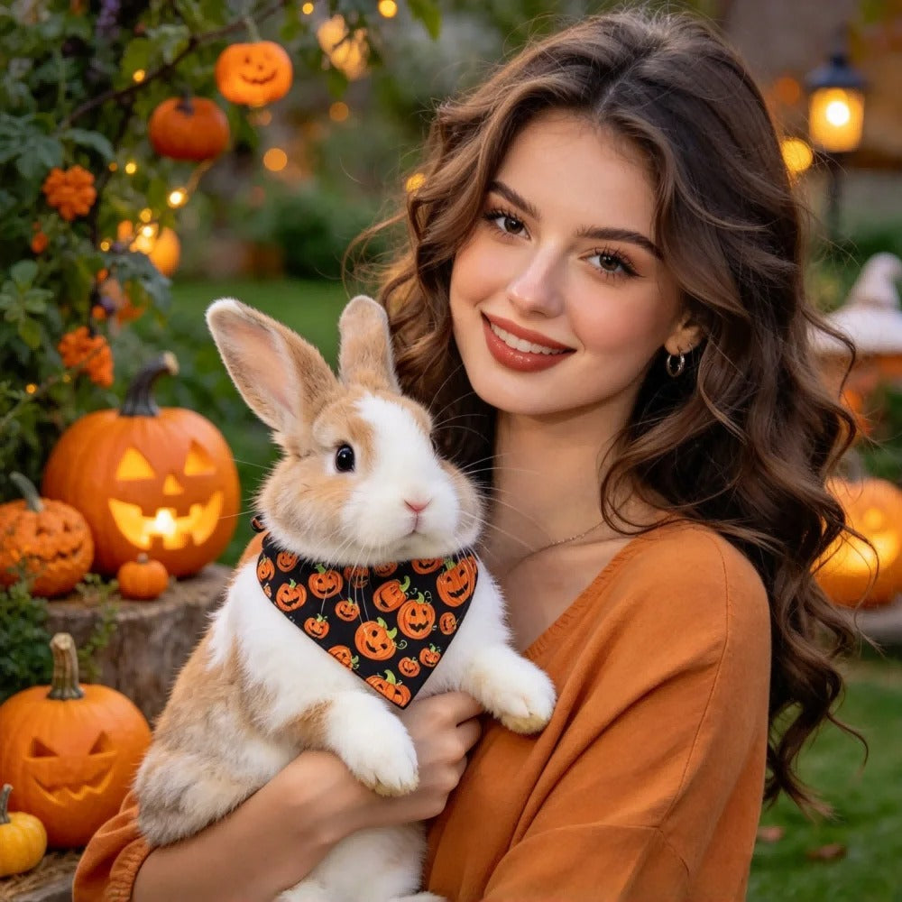 Festive Halloween Pet Bandana – Spooky Printed Triangle Scarf Holiday Bib for Dogs and Cats
