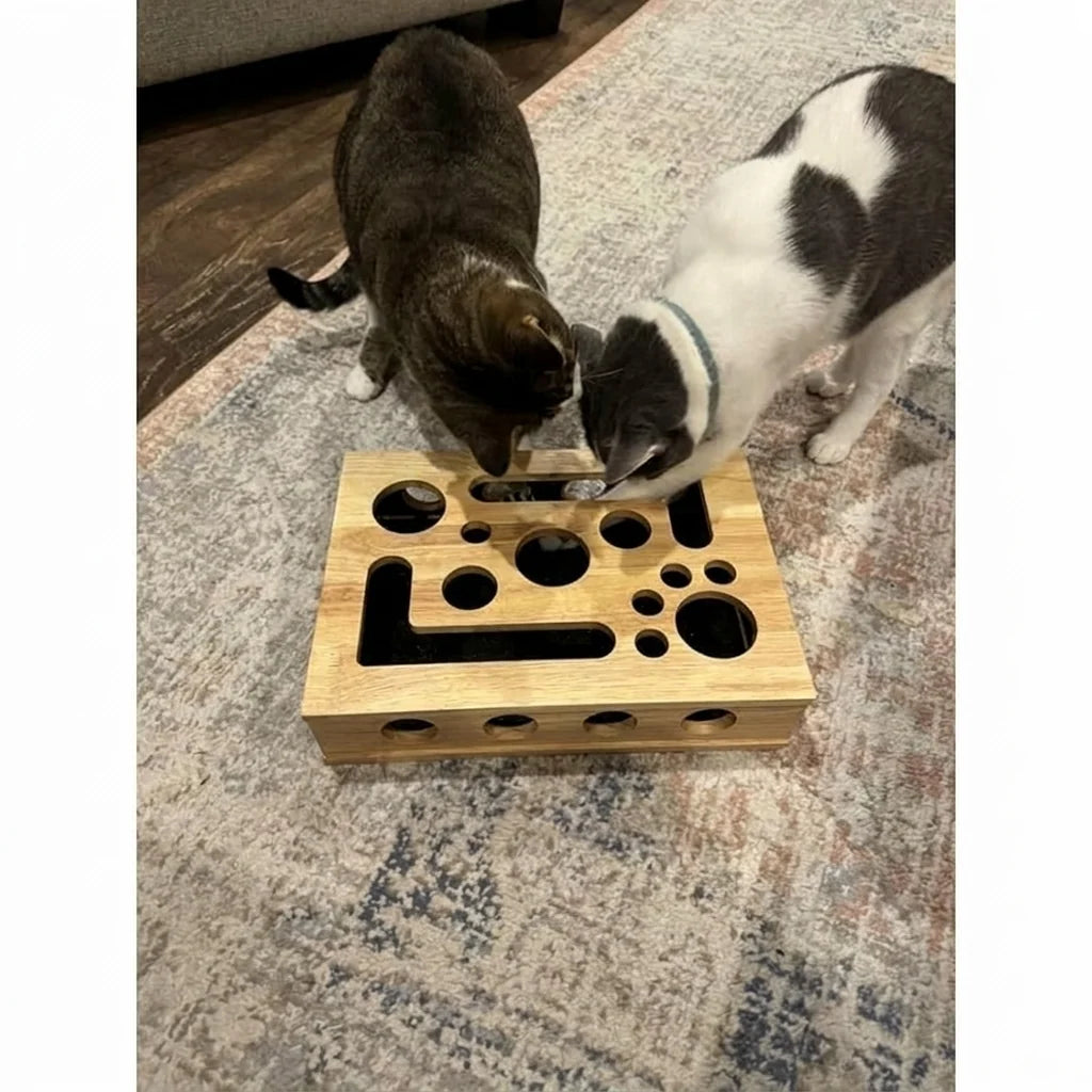 Interactive Scratching Cat Puzzle Box – Self-Grooming Claw Trimmer with Treat Foraging Enrichment