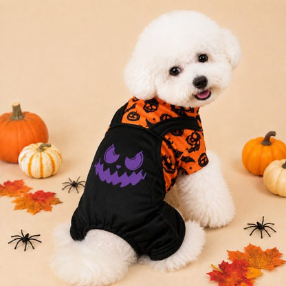 Festive Pumpkin Dog Jumpsuit – Spooky Halloween Costume Apparel for Puppy Parties and Holiday Trick-or-Treating Photos