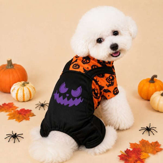Festive Pumpkin Dog Jumpsuit – Spooky Halloween Costume Apparel for Puppy Parties and Holiday Trick-or-Treating Photos Zapawzy