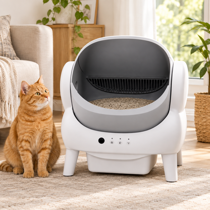 Purvue Smart Self-Cleaning Cat Litter Box – Automatic Open-Air Pet Waste Sifting System with Odor Control