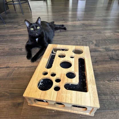 Interactive Scratching Cat Puzzle Box – Self-Grooming Claw Trimmer with Treat Foraging Enrichment