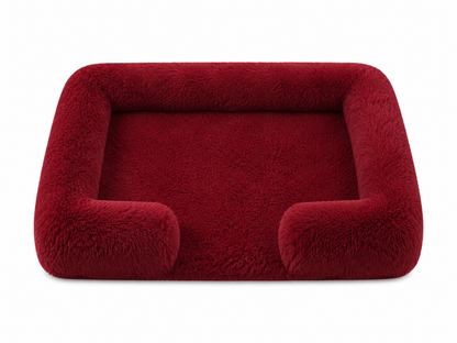 Plush Bolster Dog Bed – Rectangular Raised Rim Pet Cushion Lounger