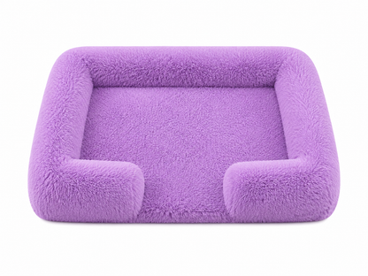 Plush Bolster Dog Bed – Rectangular Raised Rim Pet Cushion Lounger
