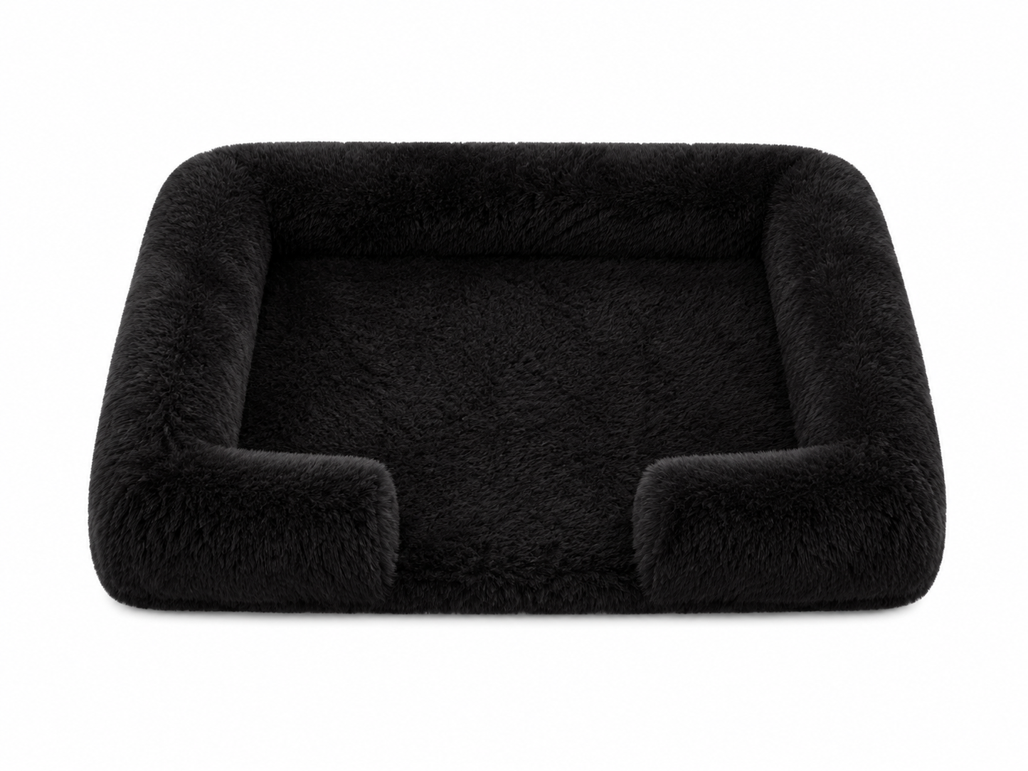 Plush Bolster Dog Bed – Rectangular Raised Rim Pet Cushion Lounger
