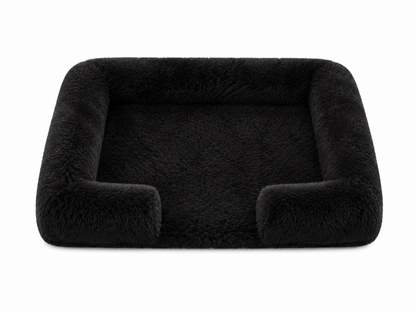 Plush Bolster Dog Bed – Rectangular Raised Rim Pet Cushion Lounger