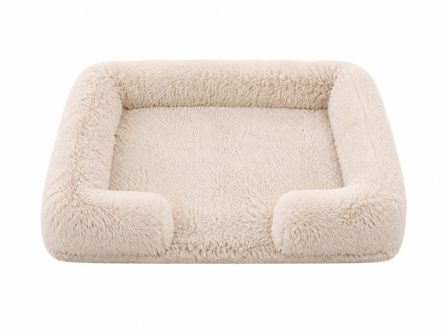 Plush Bolster Dog Bed – Rectangular Raised Rim Pet Cushion Lounger