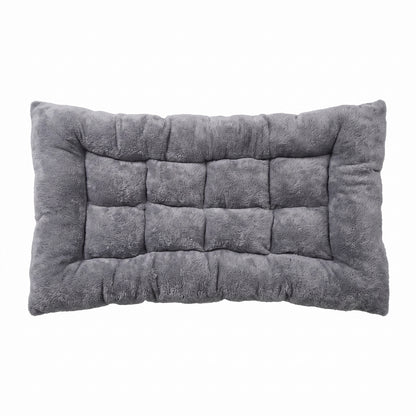Tufted Padded Rectangular Pet Bed – Large Soft Floor Lounger Mat with Raised Bolster Edges for Dogs and Cats