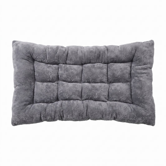 Tufted Padded Rectangular Pet Bed – Large Soft Floor Lounger Mat with Raised Bolster Edges for Dogs and Cats