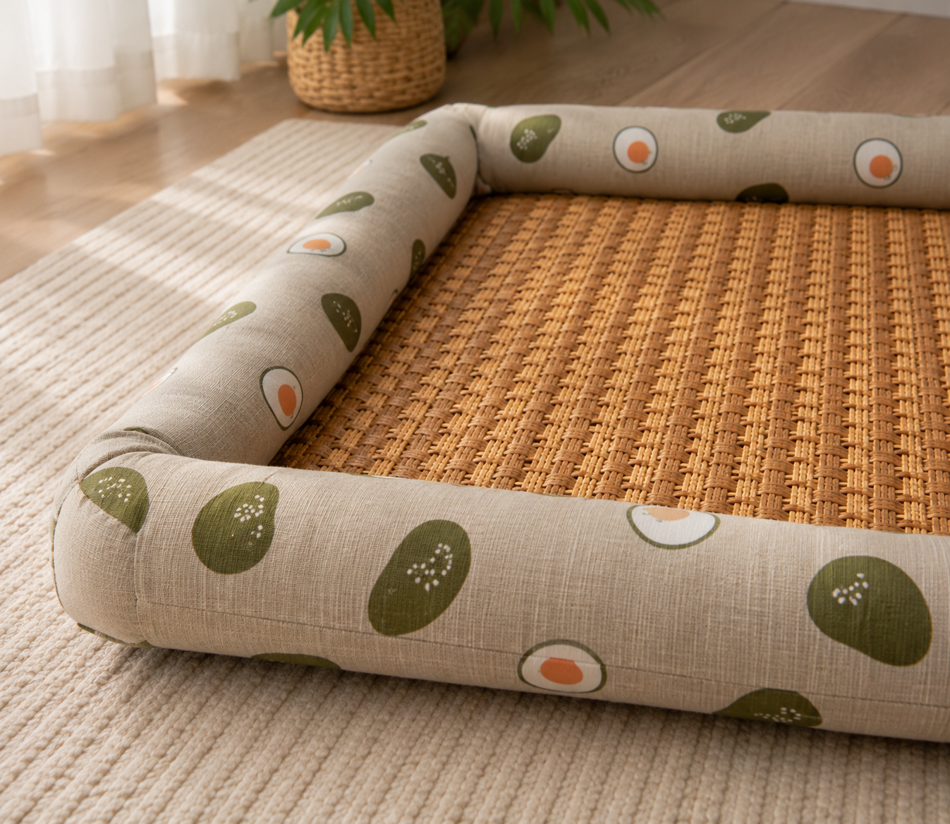 Bolster Cooling Pet Mat – Breathable Summer Lounger Bed with Padded Headrest Pillow for Dogs and Cats