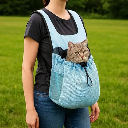 Hands-Free Breathable Pet Carrier Backpack – Adjustable Front Chest Pack for Cycling and Outdoor Travel
