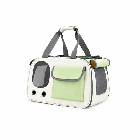 Breathable Front-Pocket Pet Carrier Bag – Soft-Sided Travel Tote with Mesh Windows and Grommet Airflow Vents for Cats