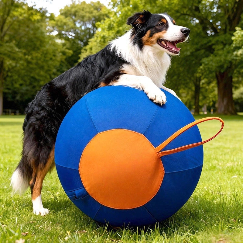 Interactive Heavy-Duty Dog Herding Ball – Puncture-Proof Outdoor Chase Toy with Grab Handle for High-Energy Breeds
