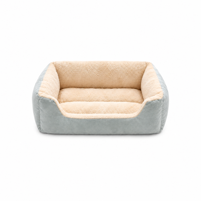Rectangular Plush Cat Bed – Plush Cuddler Lounger with Low Front Step-In Entry for Cats and Dogs