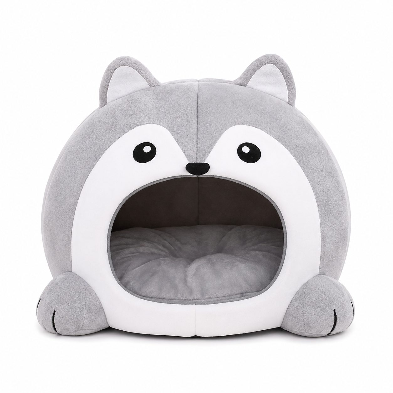 Enclosed Plush Cat Cave Bed – Indoor Igloo Cave House with Removable Padded Cushion for Small Dogs and Kittens